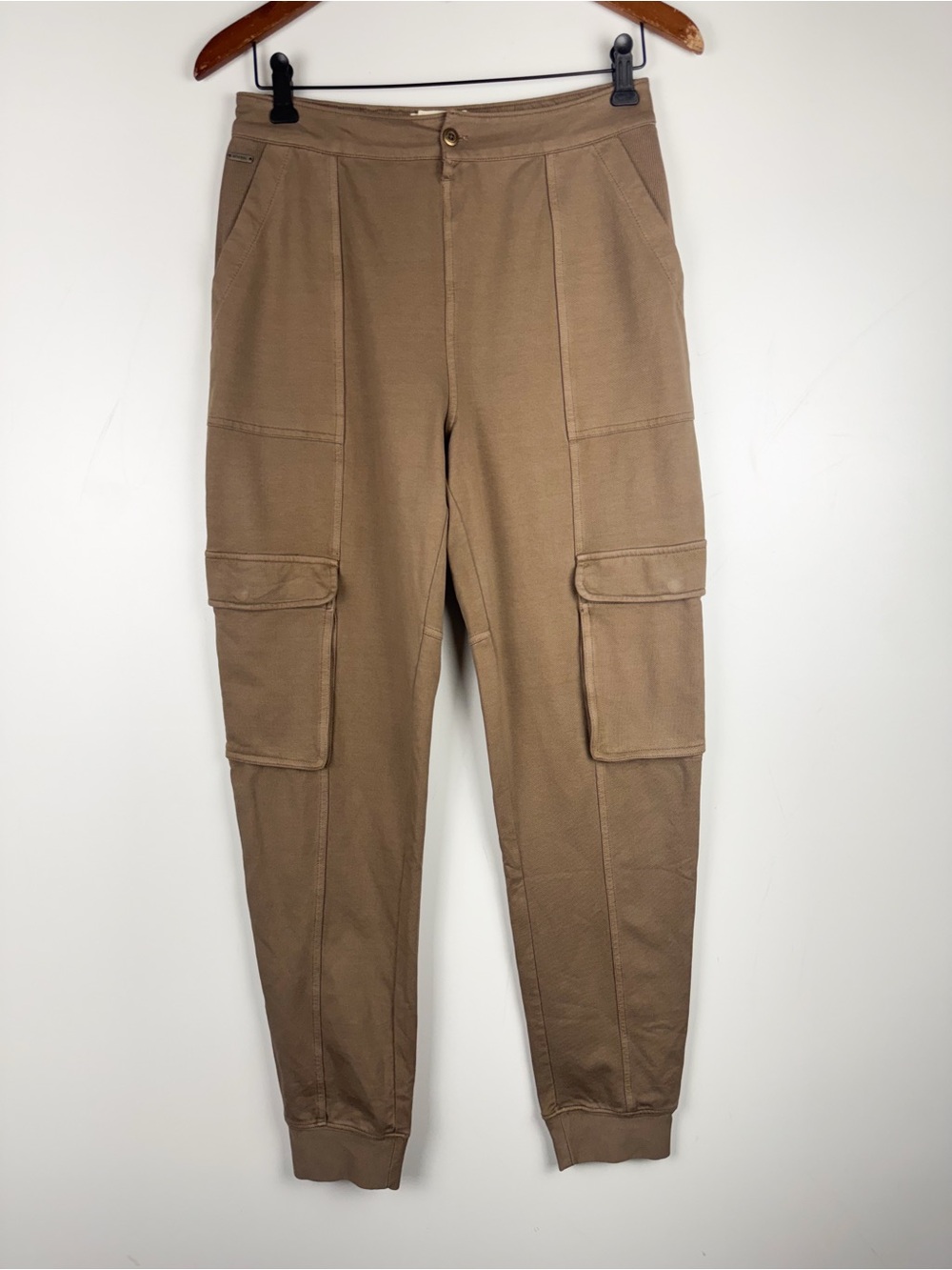 The Normal Brand Cargo Jogger Pants Sz S Taupe Brown Seam Utility Pockets Travel